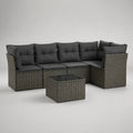 Garten-Ecksofa-Set, 5-Sitzer mit Couchtisch, PE-Rattan, Stahl und Polyester, Grau/Anthrazit/Schwarz, 240 × 180 × 74 cm