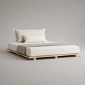 Plattformbett Futonbett aus massivem Kiefernholz, Naturbeige, 166 x 206 x 24 cm, Liegefläche 160 x 200 cm