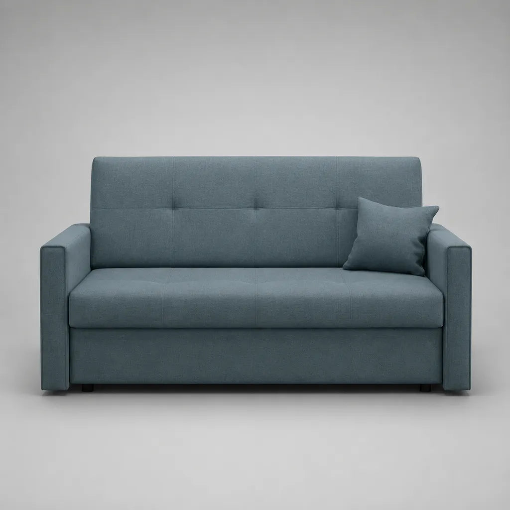2-Sitzer-Stoffsofa mit Armlehnen und Zierkissen, Graublau, 165 × 80 × 85 cm