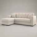 3-Sitzer-Ecksofa mit Ottomane links, Polyester-Chenille, L-Form, Beige, 230 × 150 × 86 cm