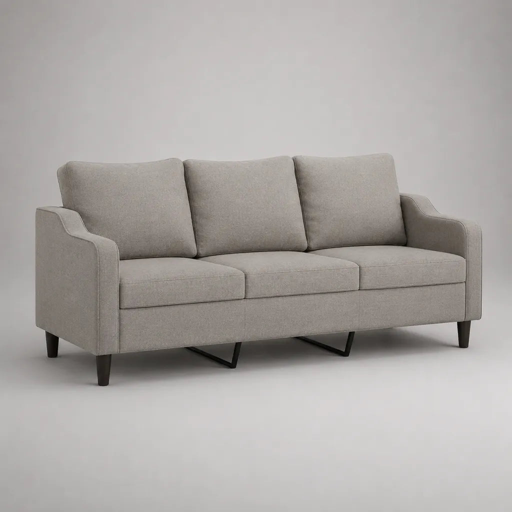3-Sitzer-Sofa aus Stoff, Hellgrau, 200 × 84 × 87 cm