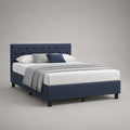Polsterbett Doppelbett aus Polyester mit Lattenrost, 160 x 200 cm, Dunkelblau/Schwarz