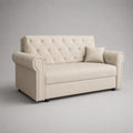 2-Sitzer-Sofa mit Knopfheftung, Rundarmlehnen und Polyesterbezug, Creme, 178 × 86 × 90 cm