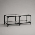 Rechteckiger Couchtisch aus Glas und Stahl mit Ablage, Schwarz/Transparent, 110 × 60 × 45 cm