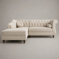 Ecksofa als 3-Sitzer mit Chaiselongue links, Stoffbezug, L-Form, Creme, 260 x 170 x 85 cm