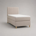 Boxspringbett 90 × 200 cm mit Taschenfederkernmatratze, Schaumstoff-Topper und Stoffbezug, Beige