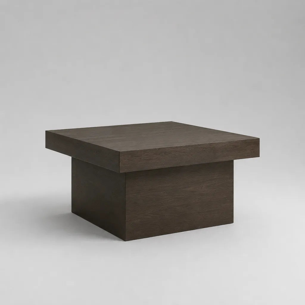 Quadratischer Couchtisch aus MDF mit Eichenfurnier, Dunkelbraun, 70 × 70 × 45 cm