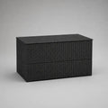 Rechteckige Garten-Aufbewahrungsbox mit Deckel aus PE-Rattan und Stahl, Schwarz, 100 × 50 × 60 cm