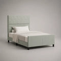 Polsterbett Einzelbett aus Polyester und Schaumstoff, Hellgrau, Liegefläche 90 x 200 cm, Gesamtmaß 216 x 101 x 146 cm