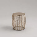 Runder Couchtisch aus Stahl mit Gittergestell, Champagnergold, Ø 45 × H 50 cm