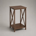 Nachttisch und Beistelltisch aus MDF mit Walnussfurnier und Kiefernholzgestell, Walnussbraun, 40 × 40 × 65 cm