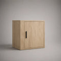 Nachttisch mit Tür aus MDF und Spanplatte, rechteckig, Eichefarben/Schwarz, 45 × 40 × 55 cm